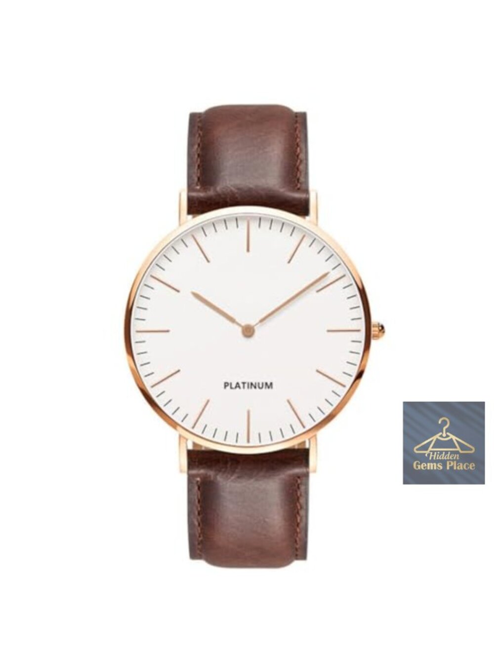 Men's Ultra Slim Analog Quartz Watch with Faux Leather Strap